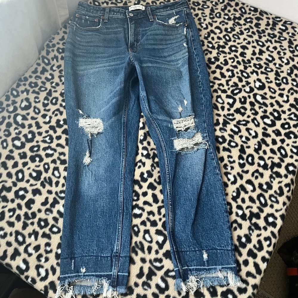 Abercrombie & Fitch Ripped Blue Boyfriend Jeans